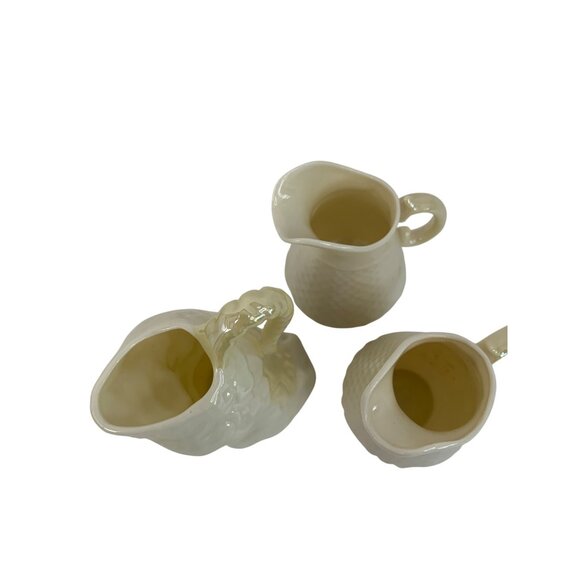 Lot Of 3 VTG Belleek Bone China Mini Pitchers Creamers Ireland 8809 Maiden - Picture 2 of 12